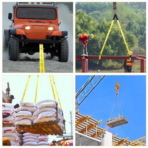 2 Pcs 10' x 2" Lifting Sling Straps Heavy Duty Web Slings Lifting Polyester Nylon Sling Web Slings Tree Saver Recovery Strap for Hoist Car Constructions Steel Trailer Outdoor Using - size: 10' X 2"