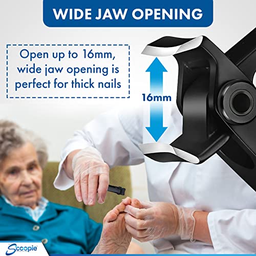 15mm Wide Jaw Stainless Steel Nail Clippers - Men & Women - Black Standard | Toenail clippers and fingernail clipper with nano fiber file, manicure pedicure set for adults, compact travel grooming tool - size: Large