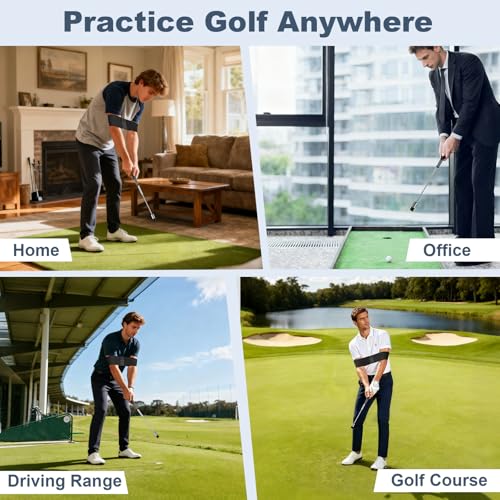 MIKOSI 5-in-1 Retractable Golf Swing Training Aids, Portable Golf Swing Trainer with Golf Grip Trainer for Beginners & Tempo Training for Advanced, Right-Handed, Arm Connection with Golf Club Weights