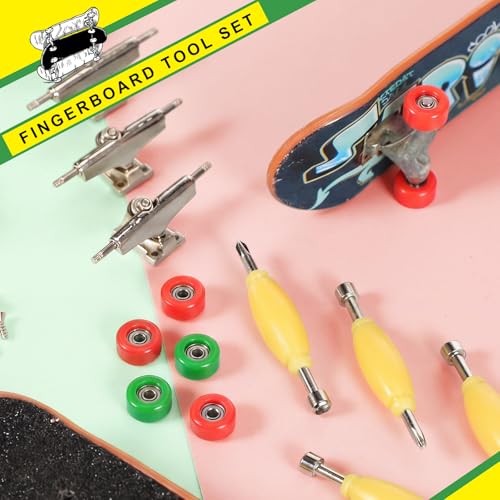 Zhehao 16 Pcs Standard Fingerboard Tool Set CNC Lathed Fingerboard Bearing Wheels Nut Driver Screwdriver for 34 mm Skateboard Trucks (Red and Green) - color: Red and Green
