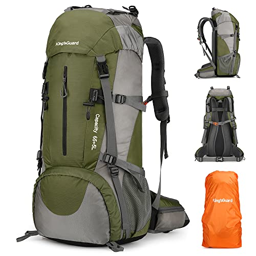 70L Camping Hiking Backpack with Rain Cover Waterproof Backpacking Backpack for Hiking Treeking Climbing Outdoor - color: Armygreen