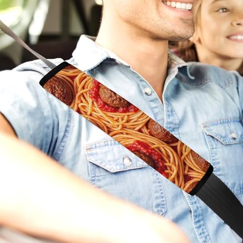2 Pack Tomato Spaghetti Italian Pasta Food Seat Belt Cover Universal Fit Shoulder Protector for Adults and Children, Most Cars, Comfortable Driving - color: Pattern 258