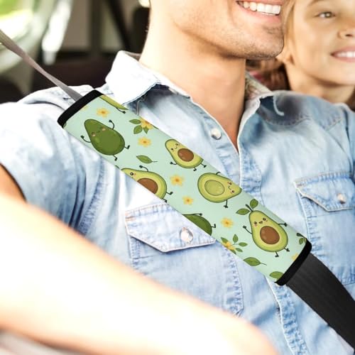 Universal Soft and Comfortable Green Avocado Seat Belt Shoulder Pad for Kids, Most Cars, 1 Pair Seat Belt Covers Cushion Anti-Slip Pad - color: Pattern 298