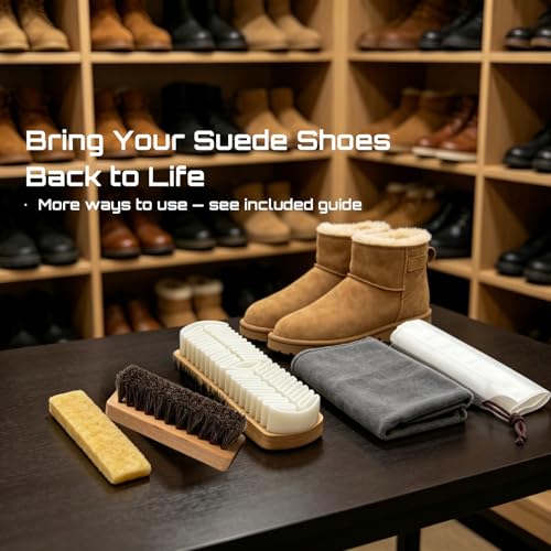 4Pcs Suede Brush and Eraser Set for Shoe Cleaning | Nubuck Boot Care, Suede Jacket Care