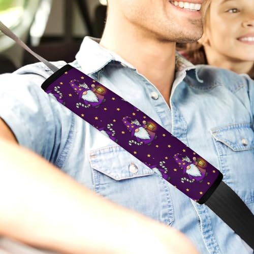 2PCS Cartoon Sleepy Gnome Purple Seat Belt Shoulder Pad Soft Padded Harness Pads Strap for Adults and Children, All Vehicles, Anti-Slip Pad - color: Pattern 343