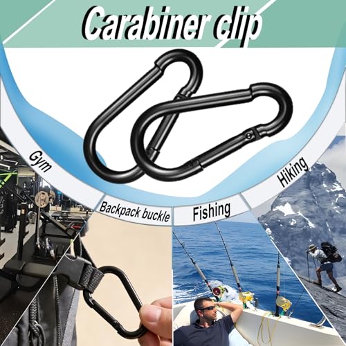 Heavy Duty Spring Snap Hook Carabiners, Galvanized Steel Quick Links, Spring Clips in Black & Silver, Multiple Sizes: 1.6Inch/2Inch/2.4Inch/3Inch/4Inch, for Swing Hammock Camping Keychain Outdoor - size: M4-120PCS, style: Black
