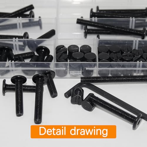 30 Set Crib Screws Replacement Set,Bed Frame Bolts and Nuts Kit,Hex Socket Cap Furniture Screws & Barrel Nuts for Beds Furniture Headboards Crib Hardware Replacement Kit, M6x20/30/40/50/60mm Wrench - size: Black-M6x20/30/40/50/60mm-30 Sets
