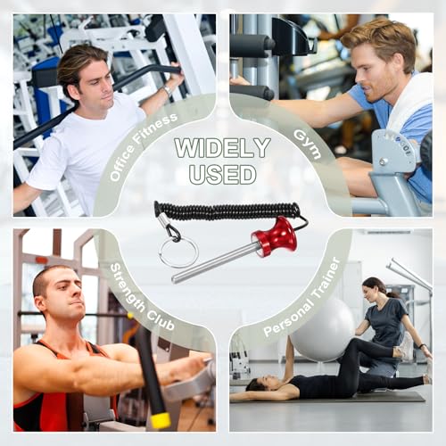Weight Stack Pin, Weight Gym Pin Strength Training Equipment Replacement with Pull Rope for Commercial Home - color: Red, size: 0.3 x 3.1 Inch