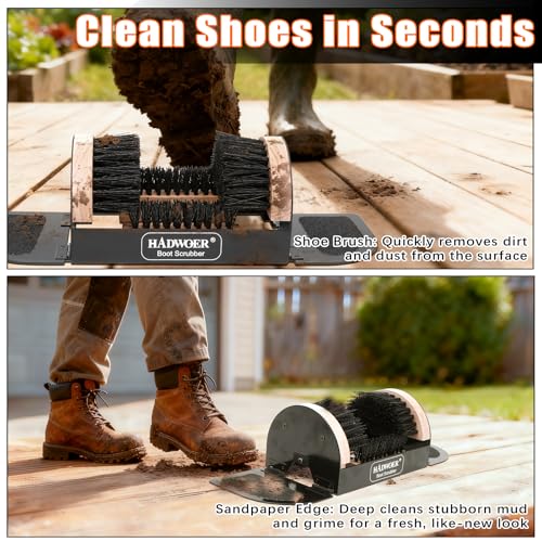 Hadwoer Boot Brush Scraper Outdoor – Heavy Duty Boot Scrubber & Shoe Cleaner Brush with Sturdy Bristles – Resistant Boot Cleaner for Mud, Dirt & Snow – Durable Outdoor Boot Scrapers with Brushes