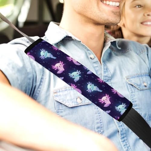 2PCS Universal Fit Car Seat Belt Pad for Kids, Most Cars, Cute Axolotl Purple Seat Belt Cushion, Shock Absorption - color: Pattern 1039