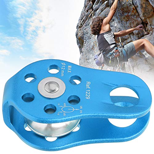 20KN Outdoor Climbing Pulley, Aluminum Side Swing Pulley, Climbing Pulley for Climbing Aloft Work Rappelling Rescue - size: Blue