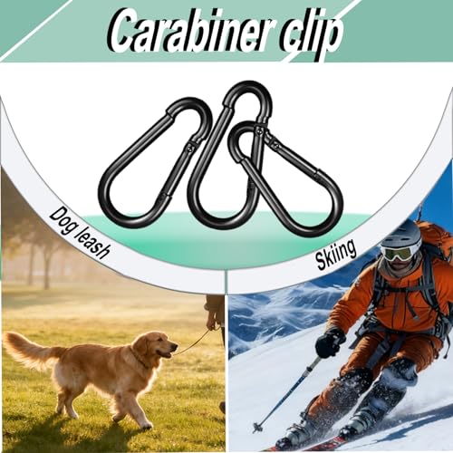 Heavy Duty Spring Snap Hook Carabiners, Galvanized Steel Quick Links, Spring Clips in Black & Silver, Multiple Sizes: 1.6Inch/2Inch/2.4Inch/3Inch/4Inch, for Swing Hammock Camping Keychain Outdoor - size: M5-10PCS, style: Black