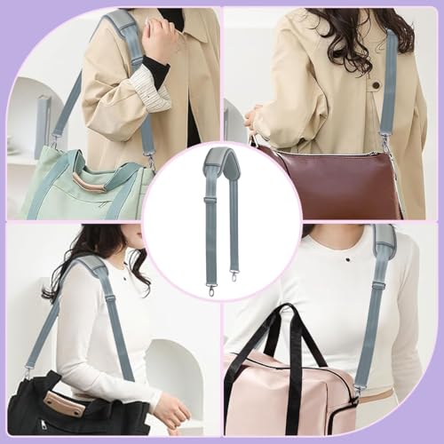 60 Inch Shoulder Strap for Bag with Removable Ultra-Thick Pad | 60" Shoulder Strap with Removable Thick Pad,Adjustable Buckles and Metal Hooks, for Briefcase/Laptop/Messenger/Luggage Bag - color: Grey