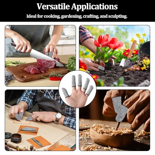 10 PCS Cut Resistant Finger Cots, Reusable Finger Guards, Durable Non Slip Thumb Protector Sleeve, Breathable Fingertip Covers for Kitchen, Work, Sculpture - size: 10 pcs