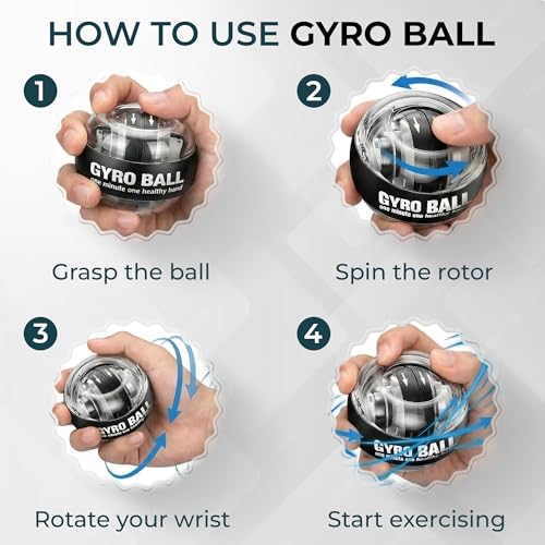 Torque Ball Wrist Trainer, Gyro Ball Hand Exerciser 20,000–30,000 RPM | 15–77 lbs Resistance, Forearm Strengthener for Grip, Wrist & Arm Training