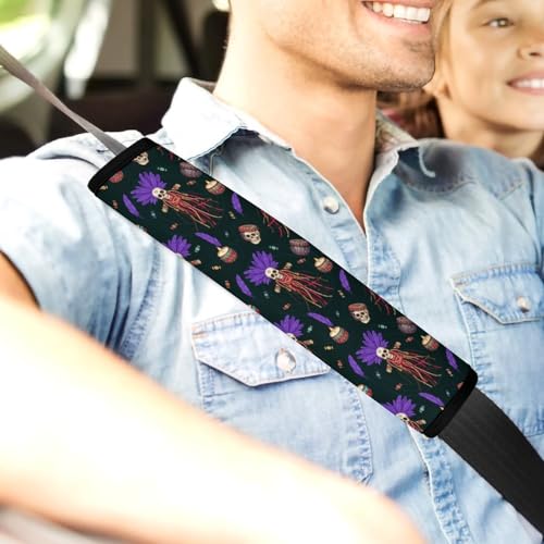 2 Pack Soft Padded Seat Belt Cover for Girls and Boys, All Vehicles, Gothic Creepy Dolls Horror Witches Voodoo Doll Harness Pads Strap, Anti-Slip Pad - color: Pattern 149