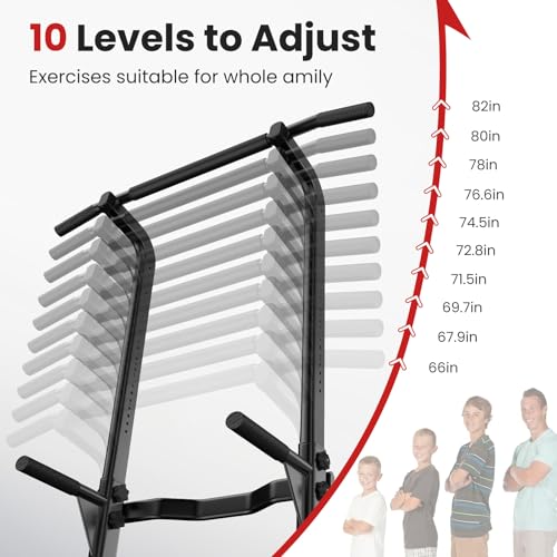Dskeuzeew Pull Up Bar Free Standing for Multi-Function Home Gym Strength, Pull Up Dip Station Assistive Trainer Height Adjustable, Power Tower Training Heavy-Duty Fitness Equipment - color: Black