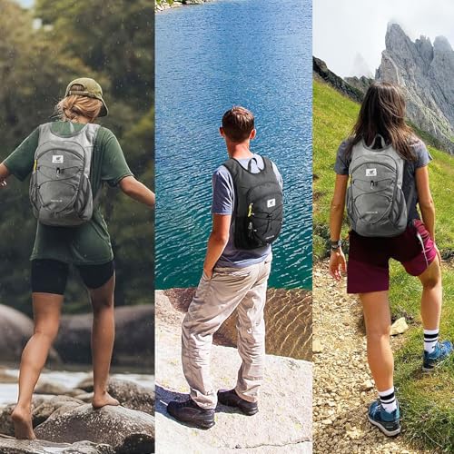 SKYSPER 15L/20L Foldable Hiking Backpack Lightweight Packable Travel Daypack with Chest Strap Small Folding Pack for Walking - color: Black, size: 15l