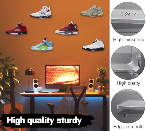 Forzacx Floating Shoe Display Set of 5, Sturdy Levitating Acrylic Shelf , Easy to Install Sneaker Shelves Storage, for Bedroom, Hallways etc - Display Your Top Shoes Maximize Wall Space
