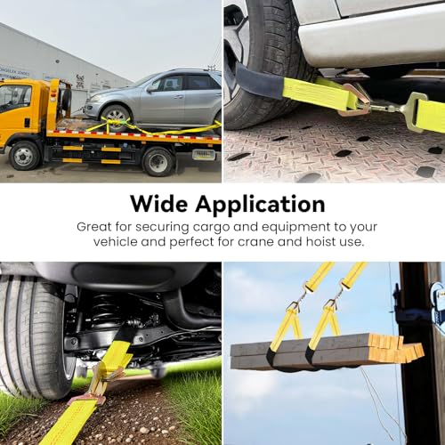 2 PCS 2" x 36" Lifting Slings Straps Polyester Web Slings with D Rings - Lifting Slings 3,333 lbs, Working Load Limit 10,000 lbs Polyester Lifting Strap for Cars, SUVs, Trucks, Heavy Machinery - color: Yellow