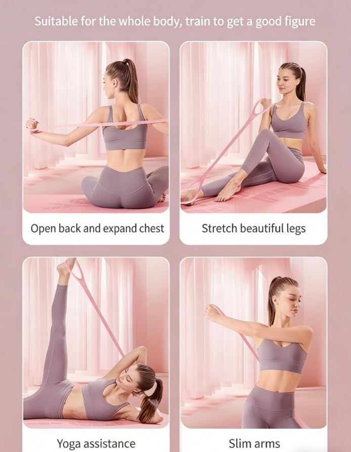 Figure 8 Resistance Band with Handles,Exercise Band Elastic Bands for Working Out,Arm,Back,Shoulder Training Elastic Ropes,Exercise Equipment for Yoga, Pilates - color: Purple