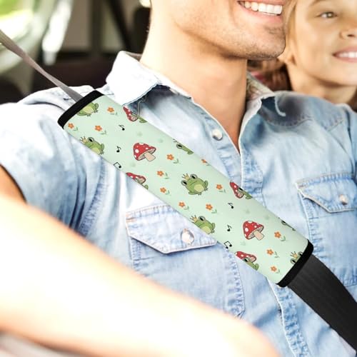 2PCS Breathable Car Seat Belt Pad for Elderly Support, Stroller Pushchair High Chair, Cute Frog Mushroom Seat Belt Cushion, Anti-Slip Pad - color: Pattern 805