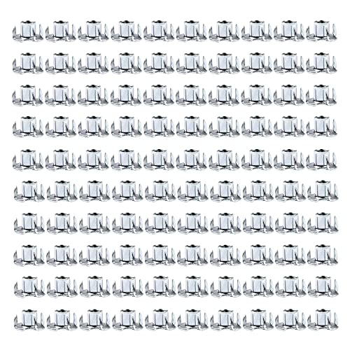 Atomik Zinc 3/8 inch 4-Prong T-Nuts 100 Pack Affordable Durable Steel Hardware for Rock Climbing Holds on Indoor and Outdoor Walls