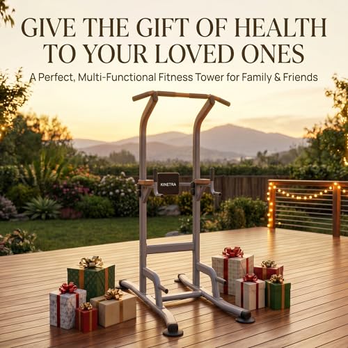 Multi-Function Power Tower Pull Up Bar Station with Pilates Resistance Bands, 450LBS Stable Pull Up Dip Station with Push Up Handles for Home Gym Strength Training Equipment - color: Grey