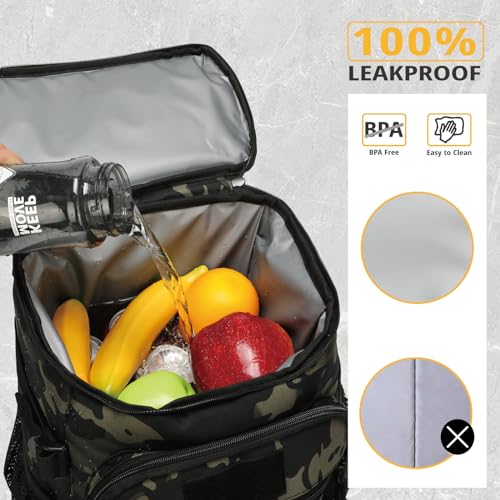 25L Insulated Cooler Backpack Water-Resistant Molle Cooler Bag for Camping | 25L Large Capacity Tactical Cooler Backpack Bag with Compartment Insulation Water-Resistant & Leakproof Durable & Comfortable - color: Black Camo