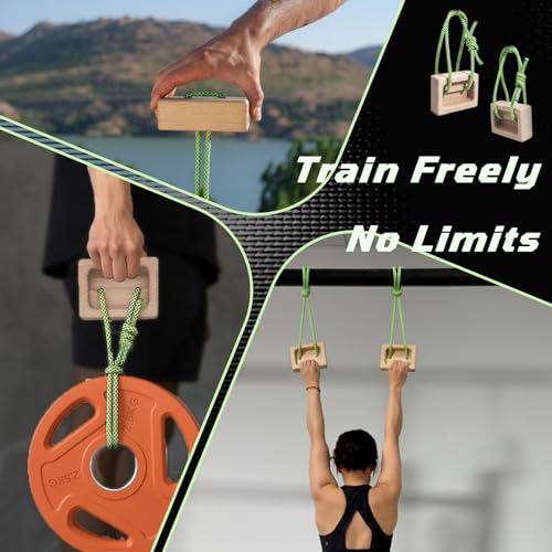 Portable Climbing Hangboard Dual Depth Wooden Grip Blocks for Finger Strength, Power, and Forearm Training Beech Wood Hang Board with Adjustable Rope and Carabiners - color: Wooden Grip*1 with 18mm loading pin