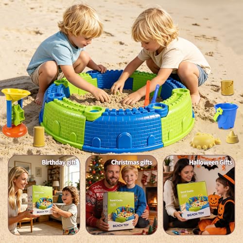 LUCKFUTURE 25 PCS Toddler Beach Toys Set, Sandbox Gift for Kids | Sand Playset with Bucket Shovels Molds & Funnel, Summer Outdoor Fun for Boys Girls 18+ Months