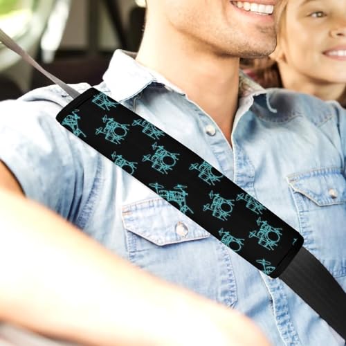 2 Pack Drum Kit Abstract Musical Instruments Music Blue Green Car Seat Belt Pad Soft Padded Automotive Seat Belt Protector for Child, Stroller Pushchair High Chair, Shock Absorption - color: Pattern 1150