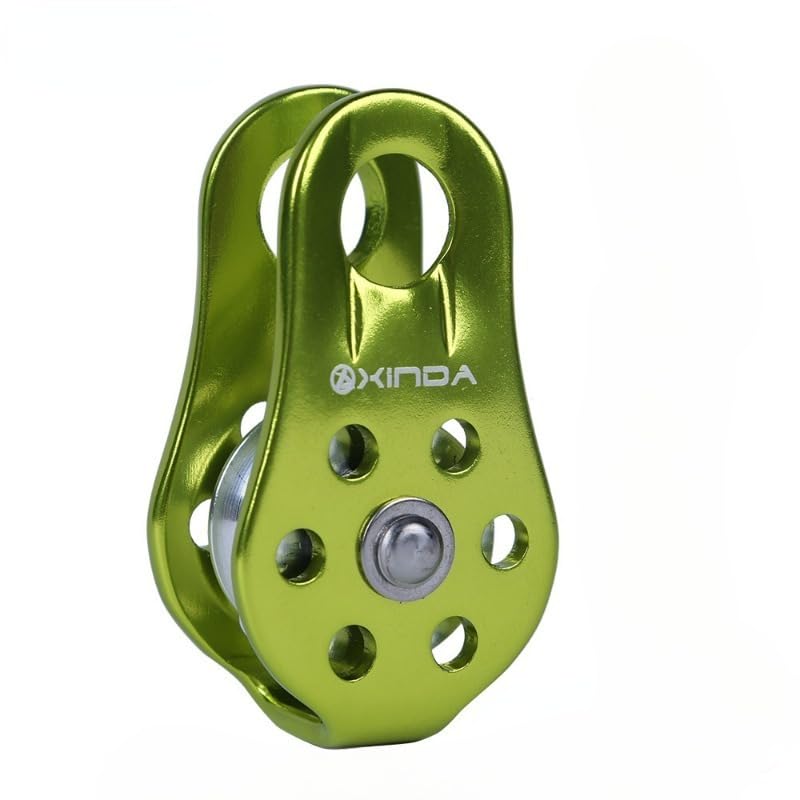 1PC Outdoor Sports Equipment 20KN Fixed Single Pulley Escape Aerial Work Rappelling Sheaves Rock Climbing Pulley (Green) - color: Green