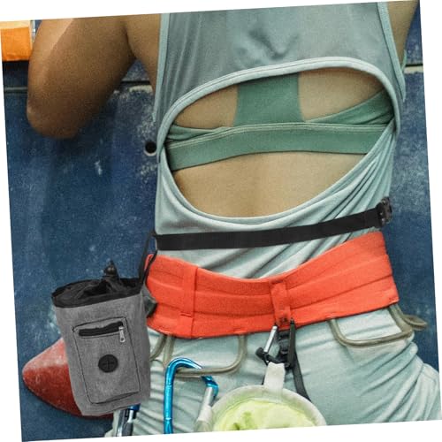 HEMOTON Climbing Chalk Bag with Zippered Pocket Anti-Slip Lightweight Waist Pouch for Rock Climbing Mountaineering Fitness Activities Stylish Gray Design