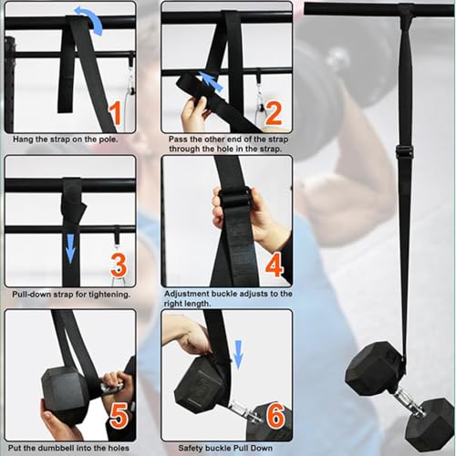 Drfeify Dumbbell Spotter Straps, 2-Pack Adjustable Safety Straps with 220lb Capacity for Bench Press and Home Gym Rack Attachmen