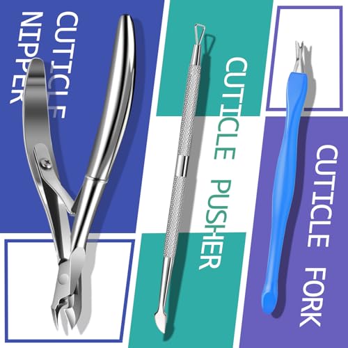 TsMADDTs Nail Manicure Kit with 3 Files, 2 Buffer Blocks, Cuticle Tool with Trimmer, Pusher and Cuticle Oil for Women Nail Care