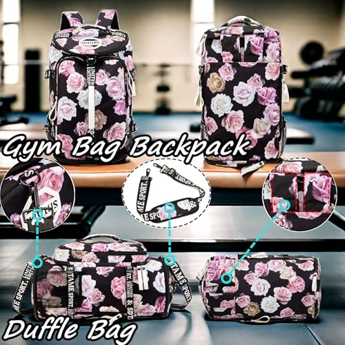 Gym Duffle Bag Backpack with Shoe Compartment,4 ways Travel Backpack for Women and Men,Multi-Functional Weekender bag with Waterproof Layer&Laptop Compartment for Fitness, Travel,Camping - color: Red