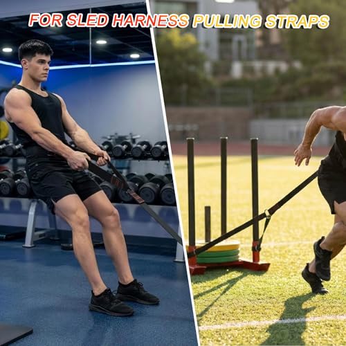 Heavy-Duty Sled Pulling Strap, Tire Dragging Pull Strap for Sled Training, Strength & Conditioning Workouts, Compatible with Harnesses & Belts - size: 3.8cm Wide