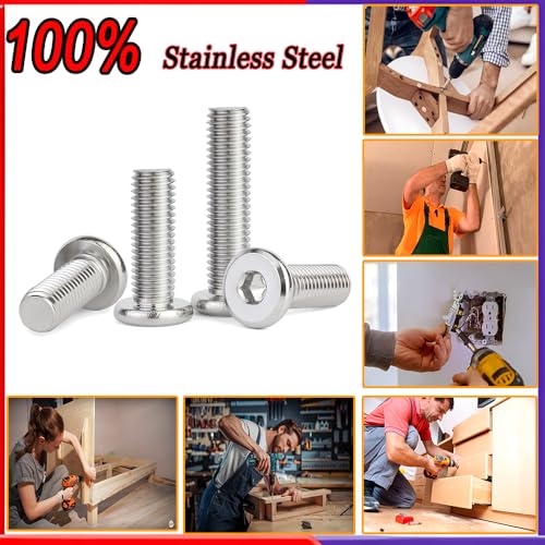 Metuja 1/4-20x2 Flat Head Hex Socket Cap Screws Bolts,304 Stainless Steel Fully Threaded Machine Screws with Hex Key (20PCS) Corrosion-Resistant for Furniture/Machinery - size: 1/4-20 x 2"