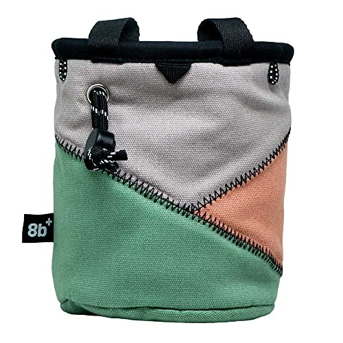 8BPLUS PROBAG - Chalk Bag for Climbing & Bouldering - Belt, Carabiner and Giftbox Included - Wide Opening - Brush Holders for Left & Right Handers - style: WASHED GREEN