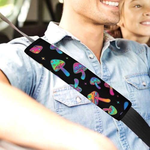 2 Pack Universal Fit Seat Belt Shoulder Pad for Kids, Car Seats Pushchair Strollers High Chair Pushchair, Neon Mushroom Shoulder Protector, Anti-Slip Pad - color: Pattern 640