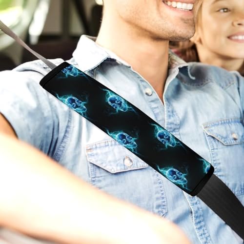 2 Pack Gothic Blue Skull Car Seat Belt Pad Soft Padded Automotive Seat Belt Protector for Child, Stroller Pushchair High Chair, Shock Absorption - color: Pattern 826