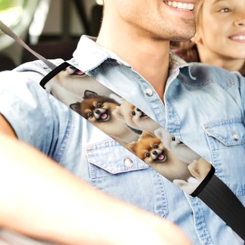 2PCS Pomeranian Dog Car Seat Belt Pad Universal Soft and Comfortable Harness Pads Strap for Kids, Car Seats Pushchair Strollers High Chair Pushchair - color: Pattern 754