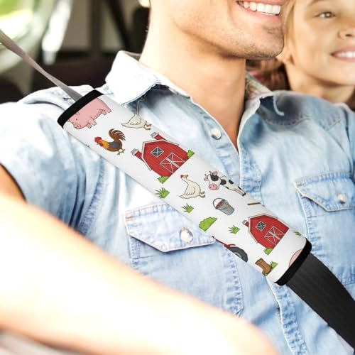 Universal Soft and Comfortable Car Seat Straps Shoulder Pads for Adult Use, Stroller Pushchair High Chair, 2PCS Farm Animal Farmhouse Barn Cow Chicken Pig Harness Pads Strap - color: Pattern 1169