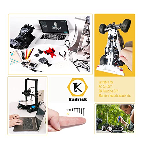 Kadrick Metric Screw Assortment, 660 Pcs M2 Screws, M2*4mm/6mm/8mm/10mm/12mm/16mm,12.9 Grade Alloy Steel, Metric Hex Socket Head Cap Screws Nuts Washers Kit, Black Zinc Plated Anti Rust Upgrade - size: M2 660Pcs