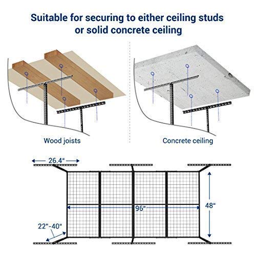 FLEXIMOUNTS 4x8 Overhead Garage Storage Rack with Hooks, 2 Pack, Black | 6 Hooks included, 750 lb Capacity, 22–40 inch Adjustable height, Heavy-duty steel, Garage organization, Classic Series - color: Black