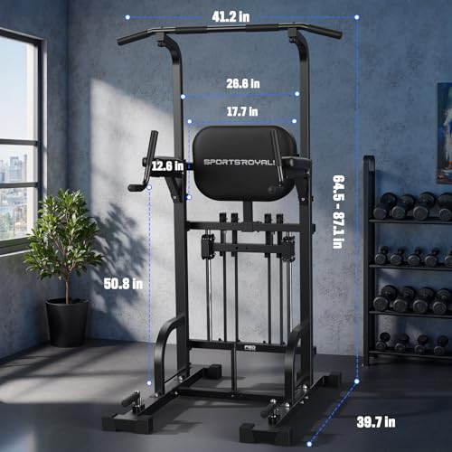 Sportsroyals Power Tower Pull Up Bar Station, 450LBS Stable Pull Up Dip Station for Home Gym Strength Training Equipment | FED Fitness - color: Multi