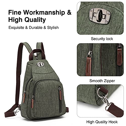 FANDARE Retro Sling Chest Backpack Multipurpose Crossbody Shoulder Bag - color: Armygreen