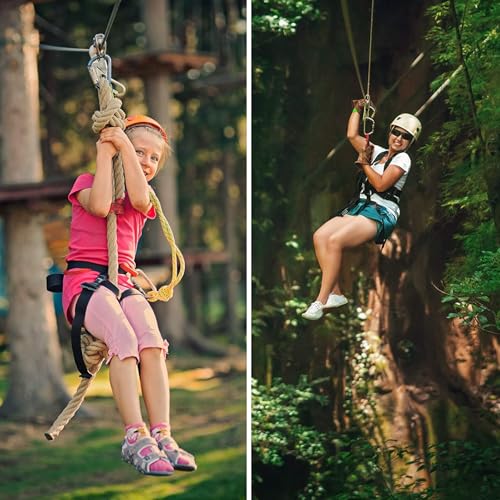 Azarxis 30 kN Zipline Pulley 6700LBS Zip Line Tandem Dual Trolley Kit for Cable & Rope Heavy Duty for Rescue Climbing Hauling Backyard Zipline Mountaineering Rigging (Black) - color: Black