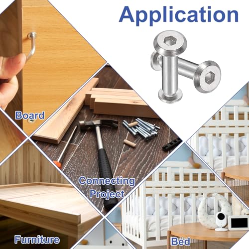 PATIKIL M5x5mm Hex Chicago Screws 6x60mm, 5Pcs 304 Stainless Steel Metric Hex Drive Socket Cap Binding Post Screw Posts for Scrapbook Leather Belt Album Furniture Repair, Silver - size: M5x5mm, 6x60mm